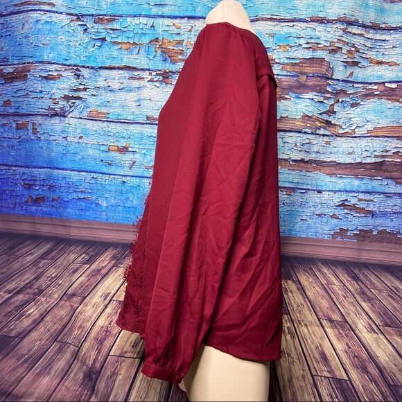 Loft outlet maroon lightweight sheer top medium - Picture 3 of 5